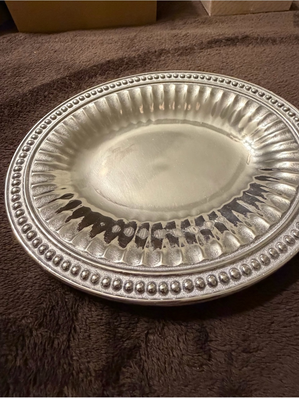NWT Wilton Armetale Flutes & Pearls Oval Serving Platter 272024.